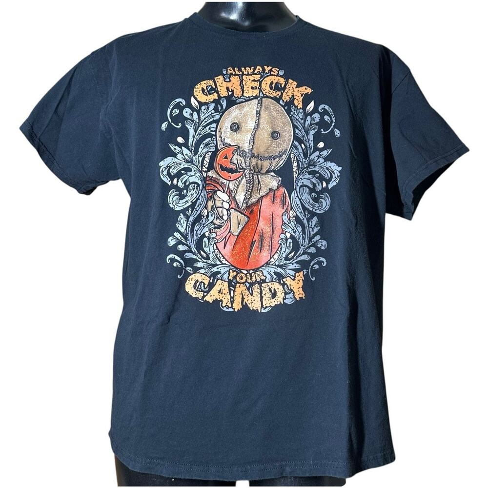 Halloween T-Shirt Trick R Treat Always Check Your Candy Scary‎ Sam Size XL Black